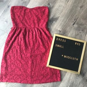 Strapless Floral Eyelet Dress